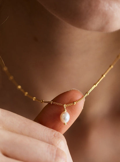 Baroque Freshwater Pearl Stainless Steel Pendant Necklace