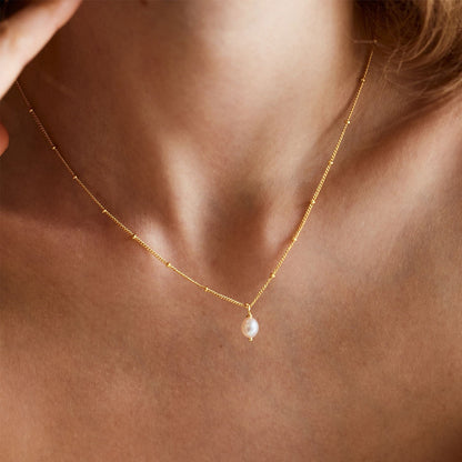 Baroque Freshwater Pearl Stainless Steel Pendant Necklace