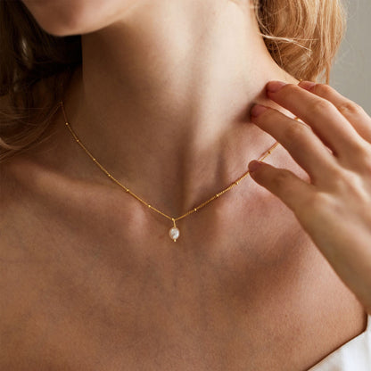 Baroque Freshwater Pearl Stainless Steel Pendant Necklace