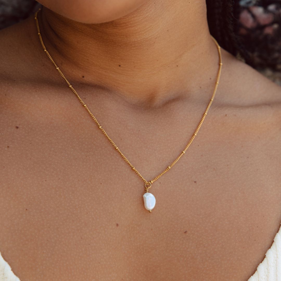 stylehess Baroque Pearl Pendant Necklace Freshwater Pearl Stainless Steel