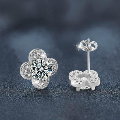 Clover Moissanite Stud Earrings