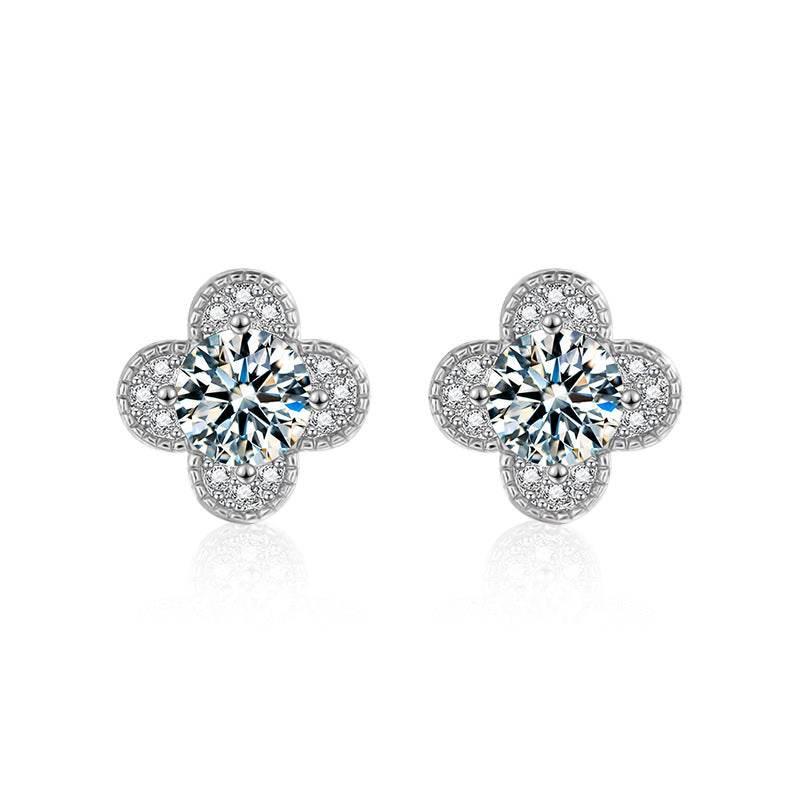 Clover Moissanite Stud Earrings