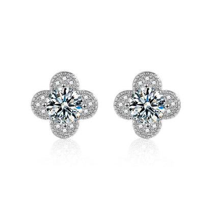 Clover Moissanite Stud Earrings