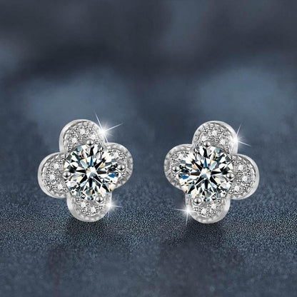 Clover Moissanite Stud Earrings