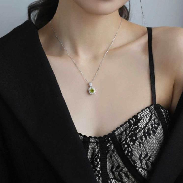 Emerald Halo Pendant Necklace