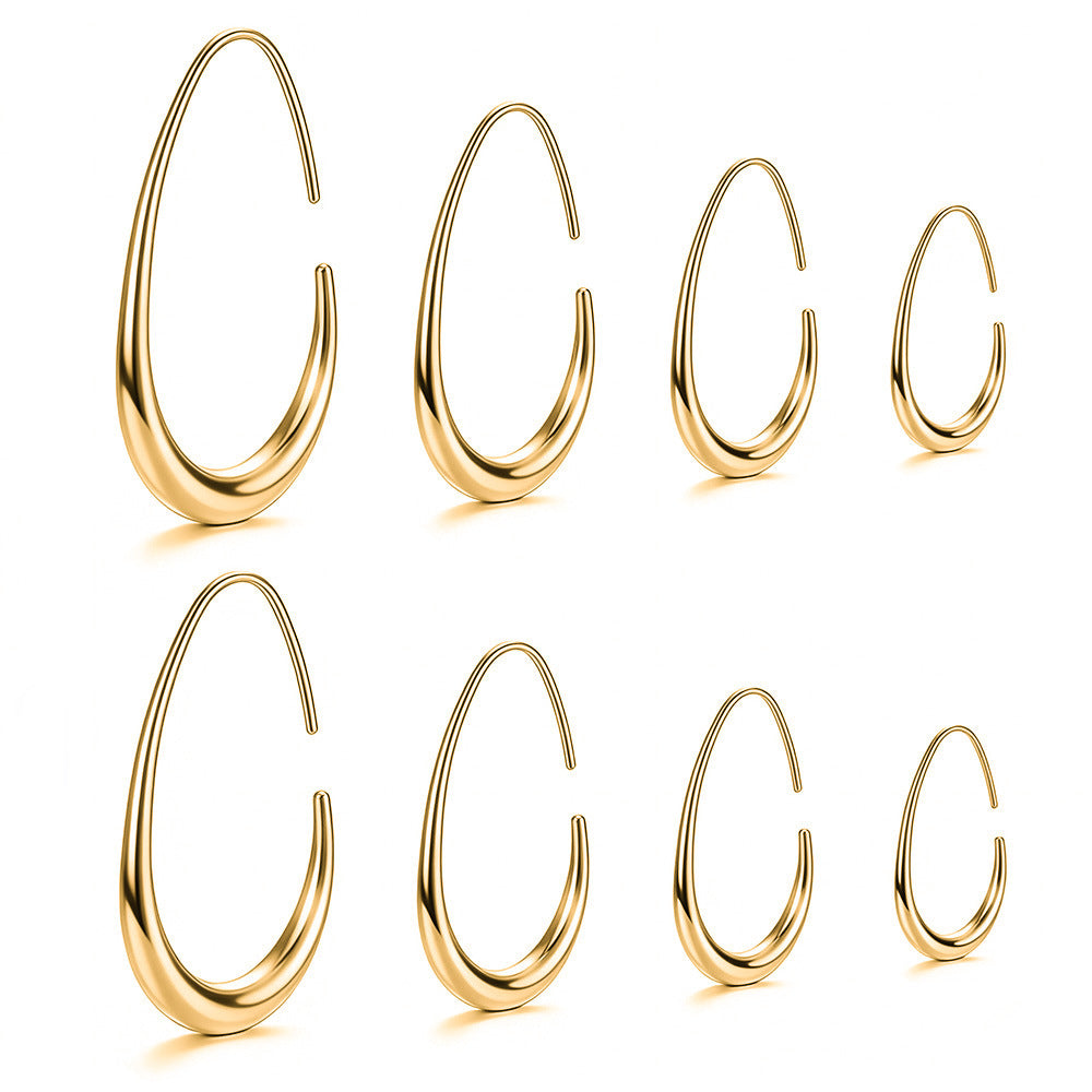 Polished Stainless Steel Teardrop Hoop Earrings