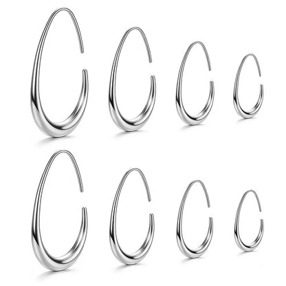 Polished Stainless Steel Teardrop Hoop Earrings